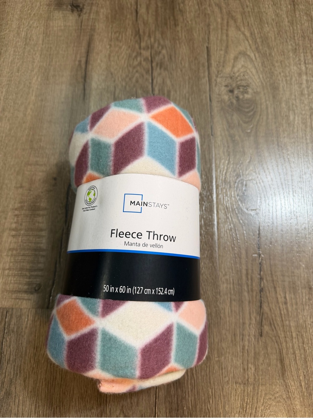 Mainstays Geometric Pastel Fleece Throw in Pink, Teal, Orange, Cream, Mauve